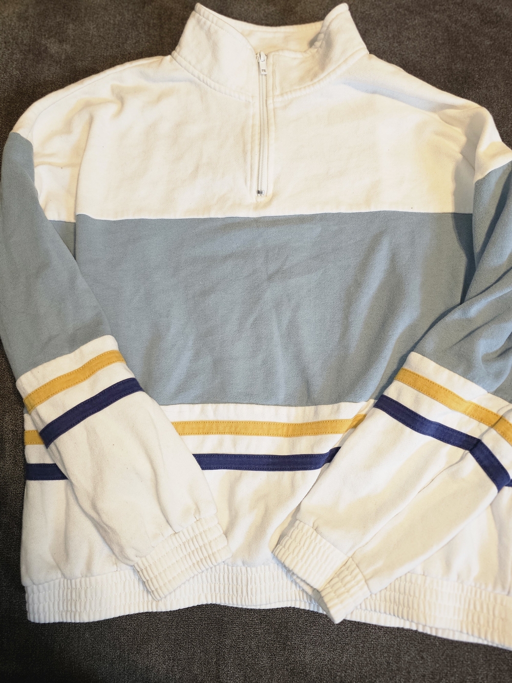 La Hearts White, Light Blue & Navy Striped Half-Zip Sweater